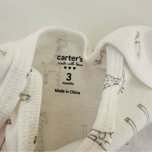 Carter’s 3 Months Baby Boy 4-pk Safari Animals Bodysuit Set Blue Gray Elephant - Picture 6 of 6